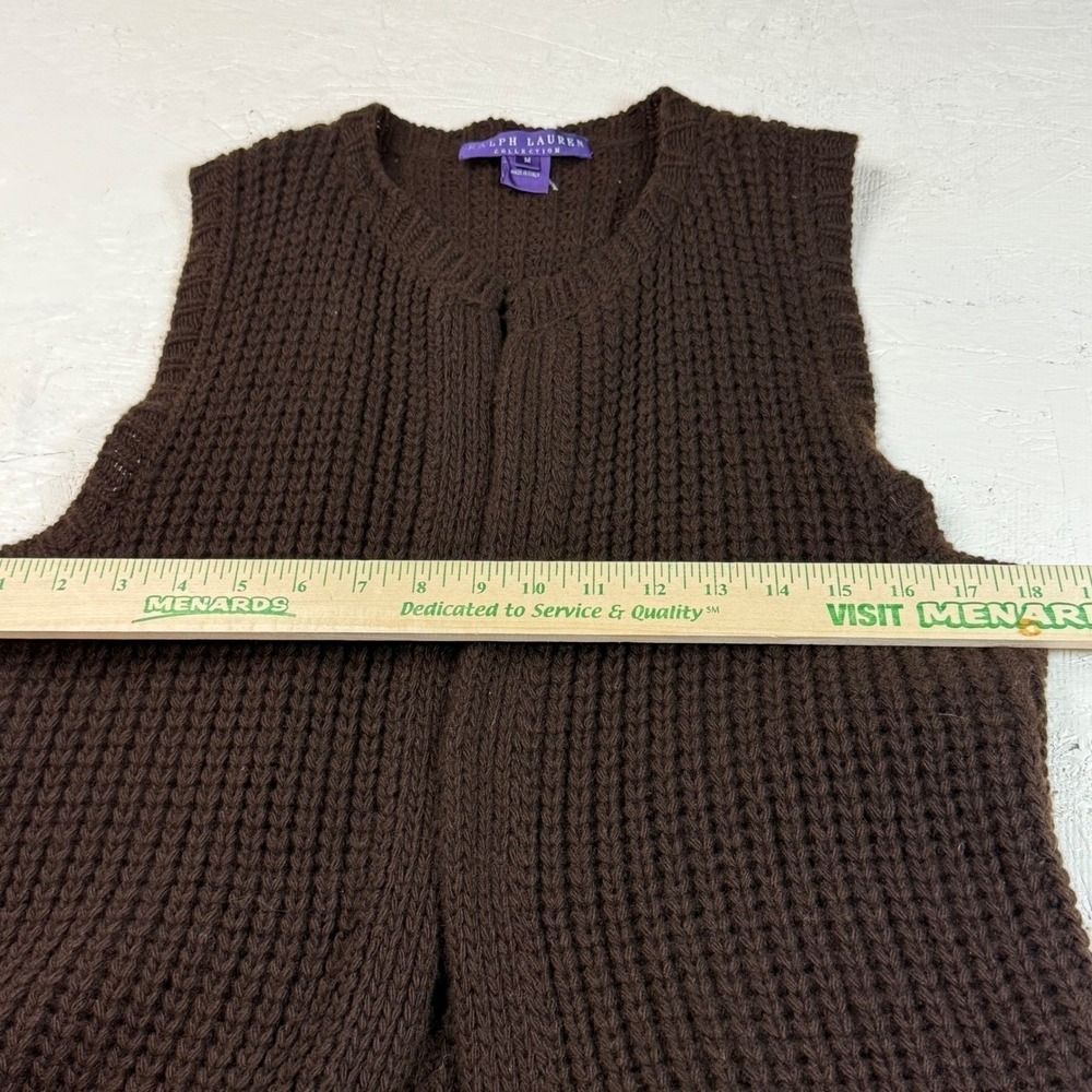 Ralph Lauren Purple Label Sleeveless Long Chunky Knit Cardigan Vest Brown M/L - Picture 11 of 13